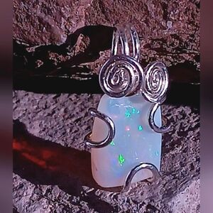 Australian Mintabie Opal Pendant Sterling Silver